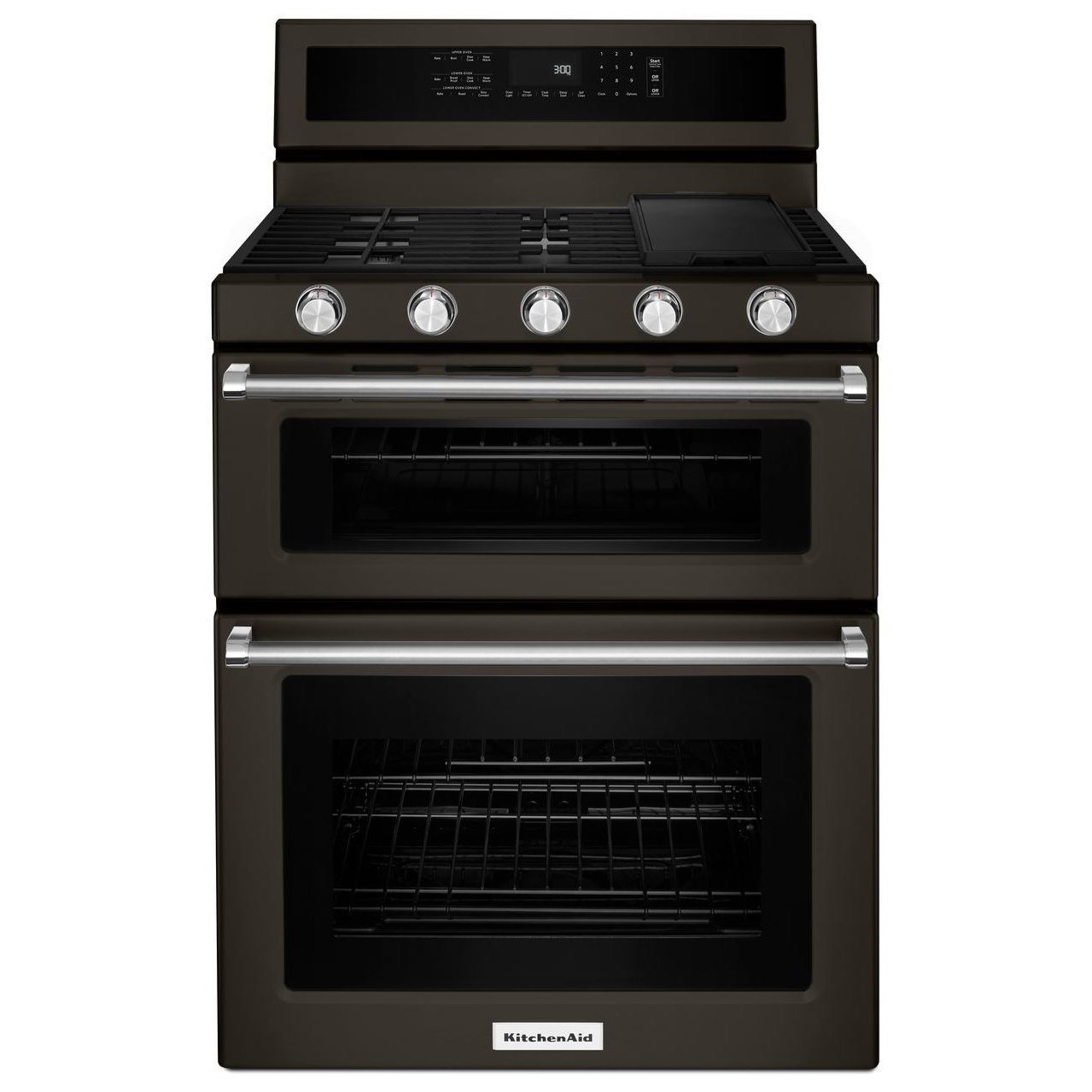 KitchenAid KFGD500EBS 30 Inch 5 Burner Gas Double Oven Convection